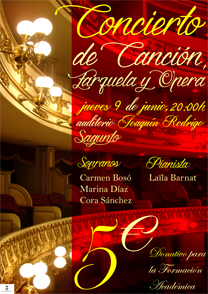 La delegación de Cultura programa el “Concierto de Canción, Zarzuela y Ópera”