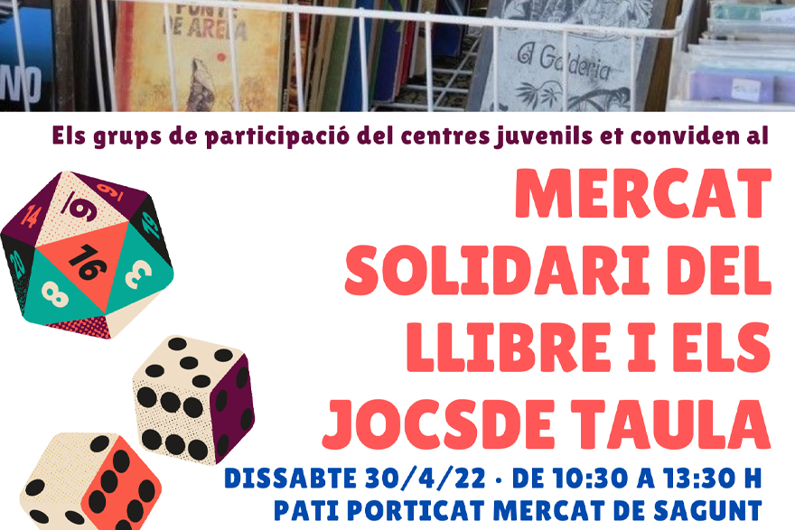 El pròxim 30 d'abril torna el Mercat Solidari de llibres i jocs de taula que organitzen els grups de participació juvenil