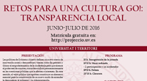 El martes 5 de julio tendrá lugar la jornada “Retos para una cultura GO!: Transparencia local” en el Centro Cívico de Puerto de Sagunto