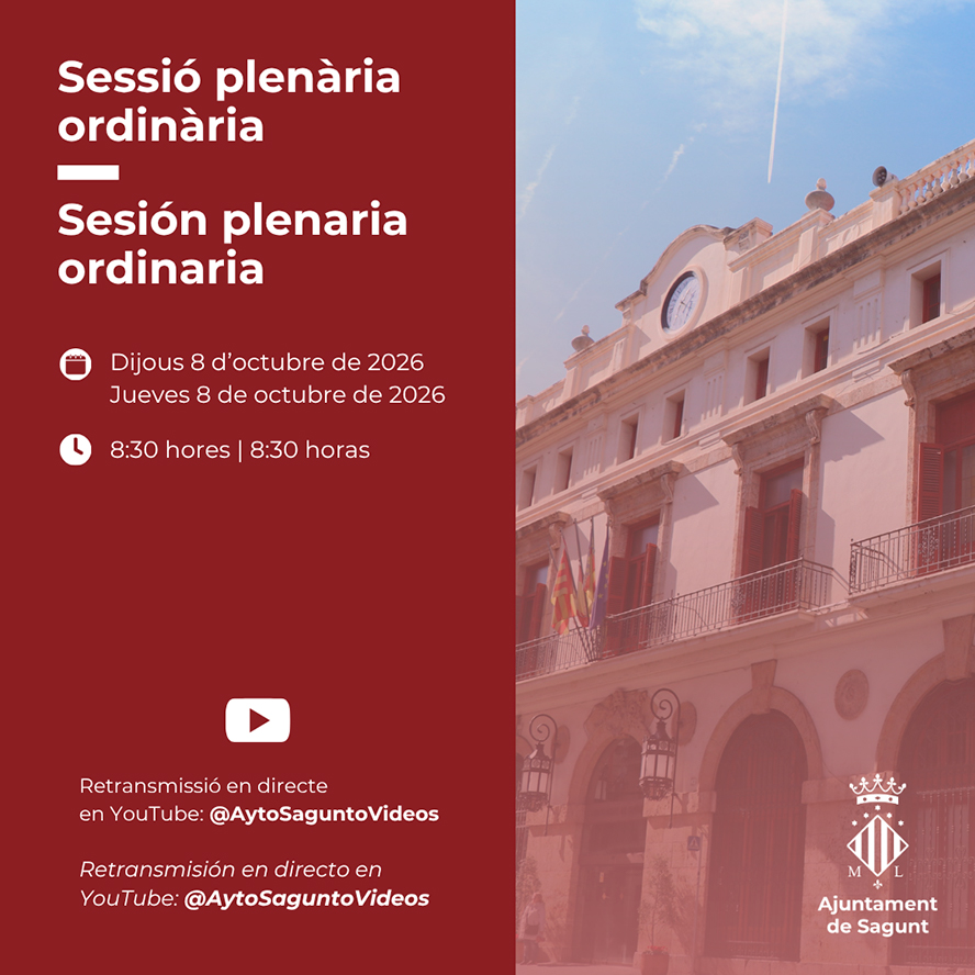 La Corporación Municipal se reúne este jueves para celebrar el Pleno ordinario de octubre pospuesto por la alerta meteorológica