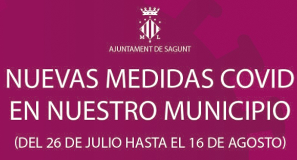 L'Ajuntament de Sagunt informa sobre les noves mesures de prevenció enfront de la COVID-19 en el municipi