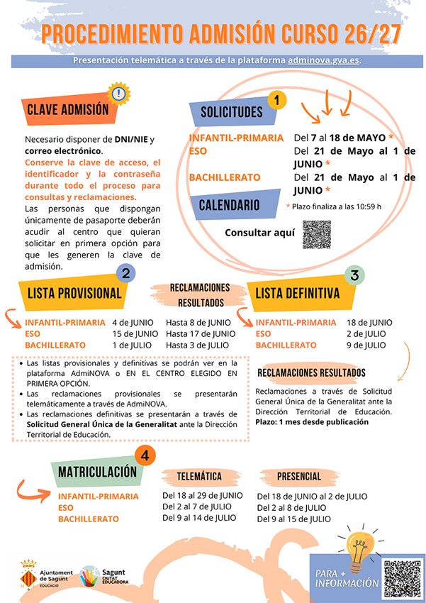 La Concejalía de Educación abre el proceso de admisión de alumnado para ...